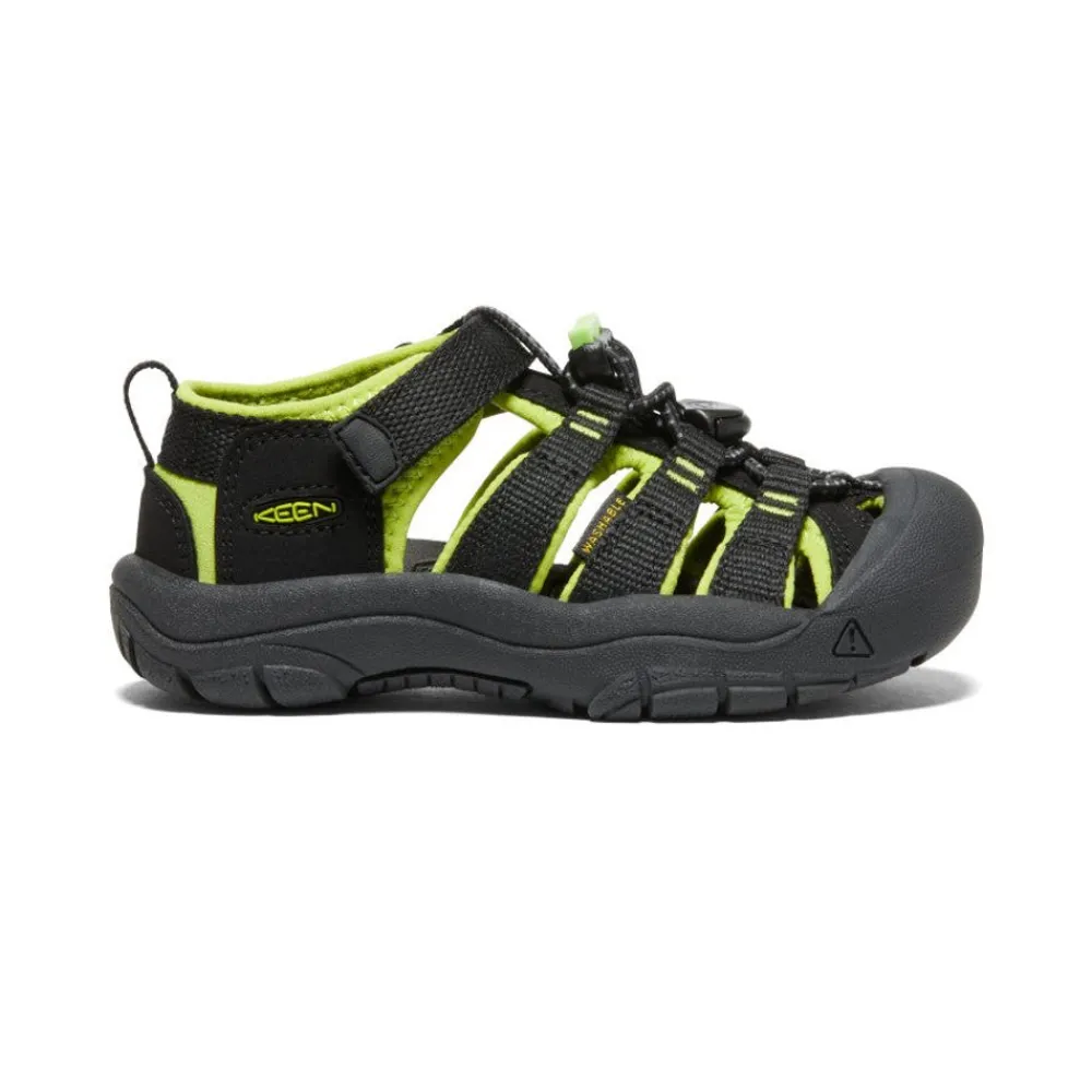 New Little Kids' Newport H2 | Black/Lime Green Kids Sandals