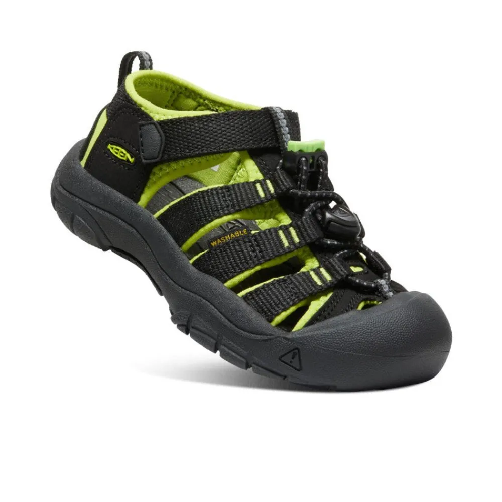 New Little Kids' Newport H2 | Black/Lime Green Kids Sandals