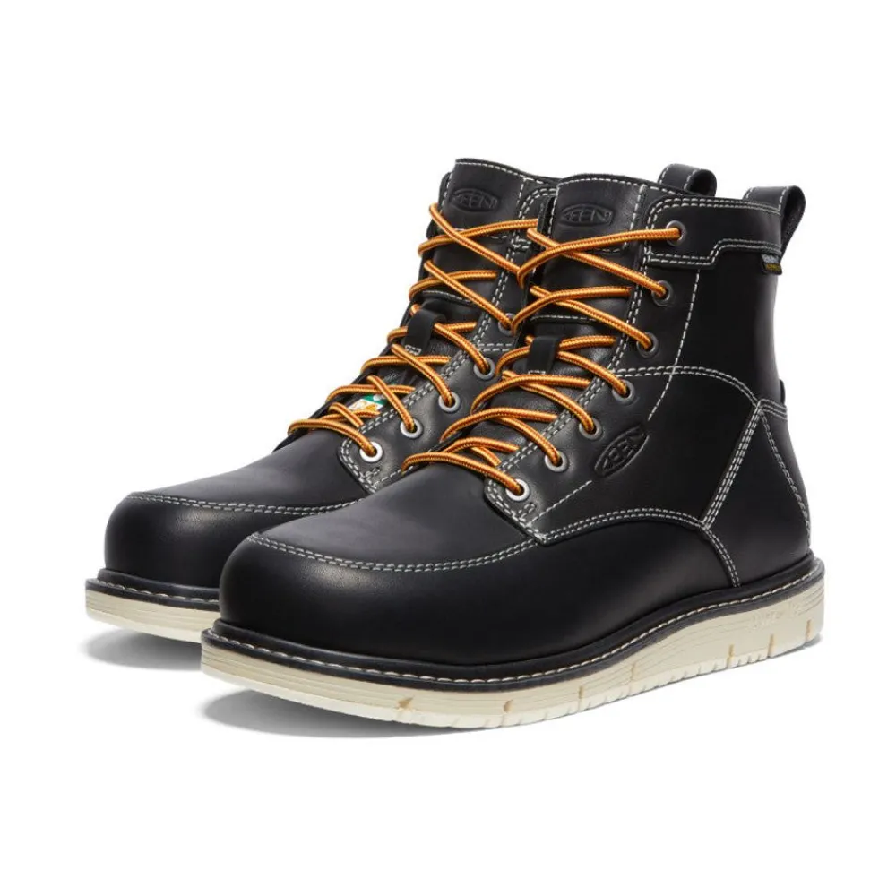 Hot Men'S Csa San Jose 6" Waterproof Boot (Aluminum Toe) | Black/Off White Men Work Boots & Shoes