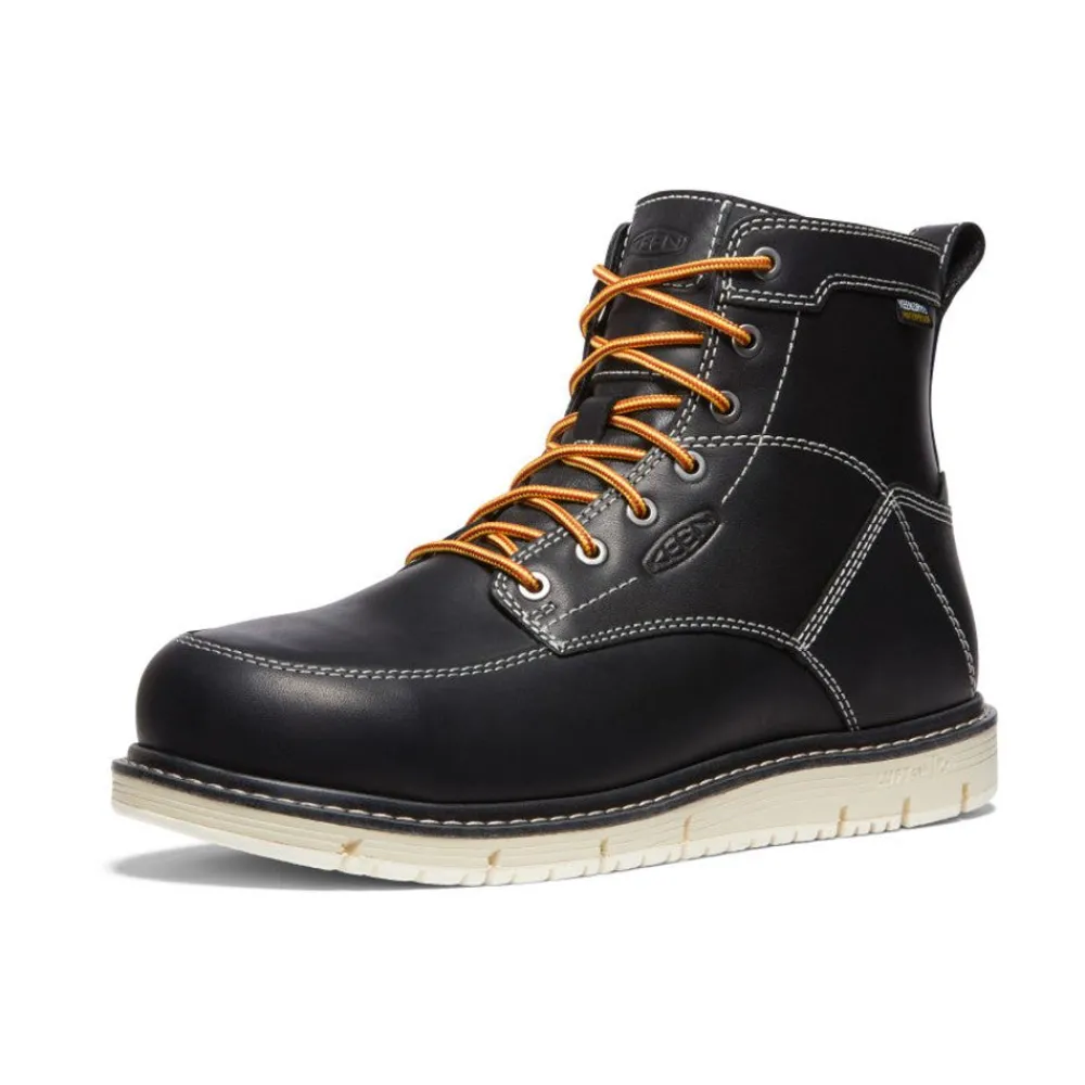 Hot Men'S Csa San Jose 6" Waterproof Boot (Aluminum Toe) | Black/Off White Men Work Boots & Shoes