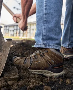 Hot Men'S Flint Ii Waterproof Mid (Soft Toe) | Black Olive/Brindle Men Work Boots & Shoes