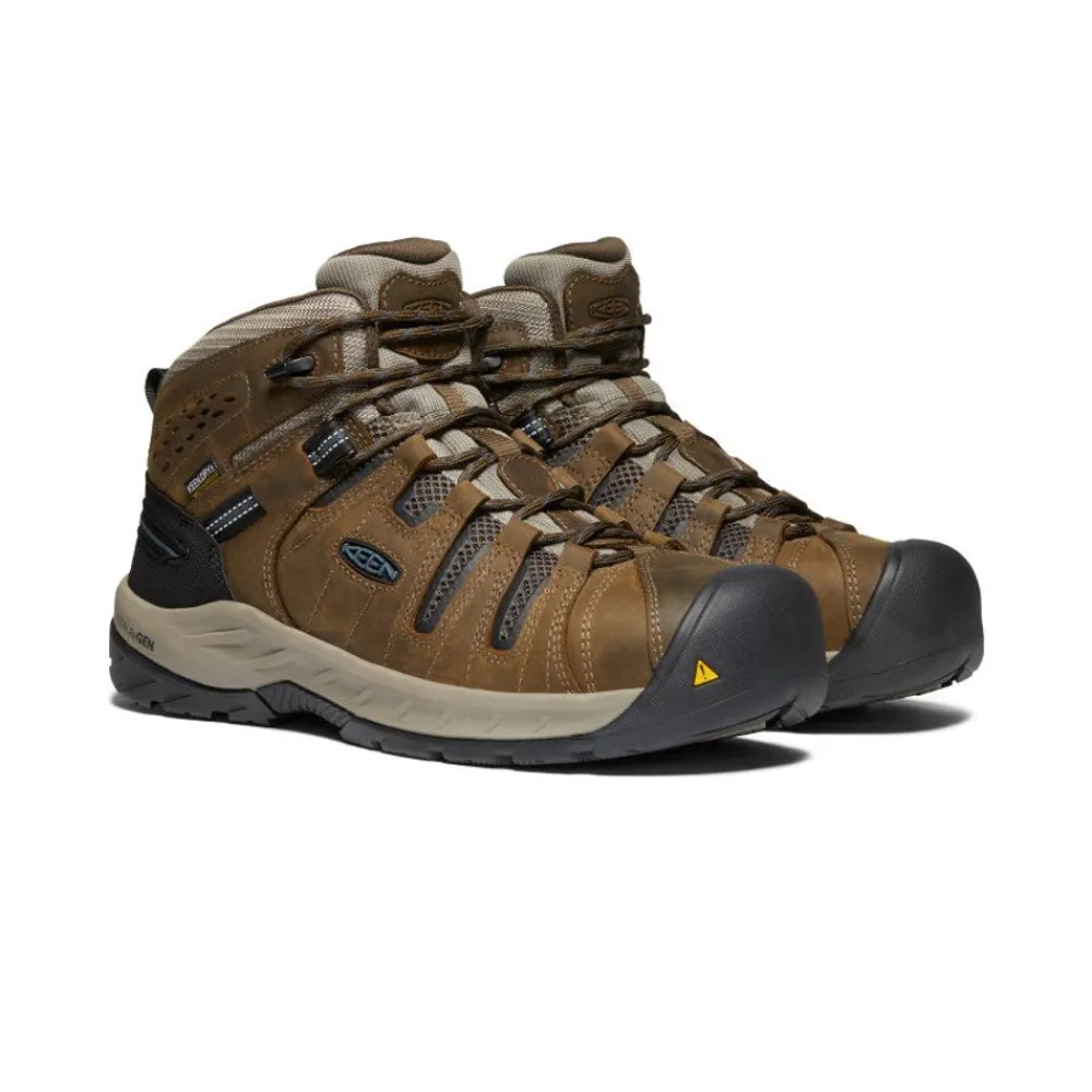 Clearance Men'S Flint Ii Waterproof Boot (Steel Toe) | Cascade Brown/Orion Blue Men Work Boots & Shoes