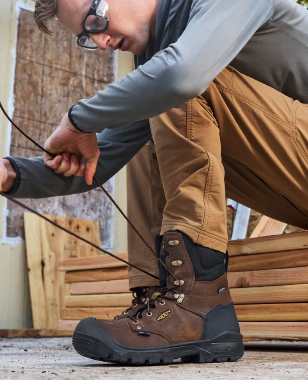 Discount Men'S Independence 8" Waterproof Boot (Soft Toe) | Dark Earth/Black Men Work Boots & Shoes