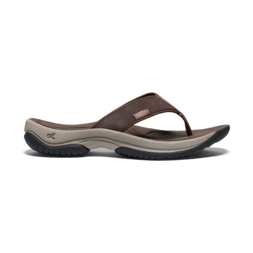 Outlet Men'S Kona Leather Flip-Flop | Java/Dark Earth Men Slip-Ons
