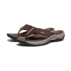 Outlet Men'S Kona Leather Flip-Flop | Java/Dark Earth Men Slip-Ons