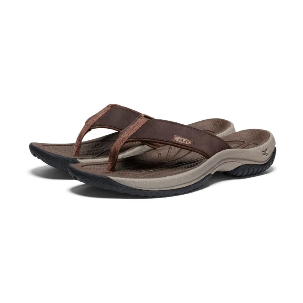 Outlet Men'S Kona Leather Flip-Flop | Java/Dark Earth Men Slip-Ons