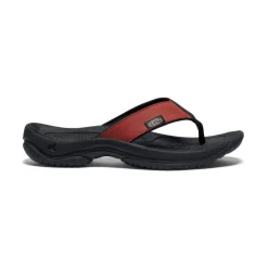 Hot Men'S Kona Leather Flip-Flop | Fired Brick/Black Men Slip-Ons