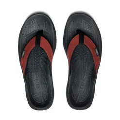 Hot Men'S Kona Leather Flip-Flop | Fired Brick/Black Men Slip-Ons