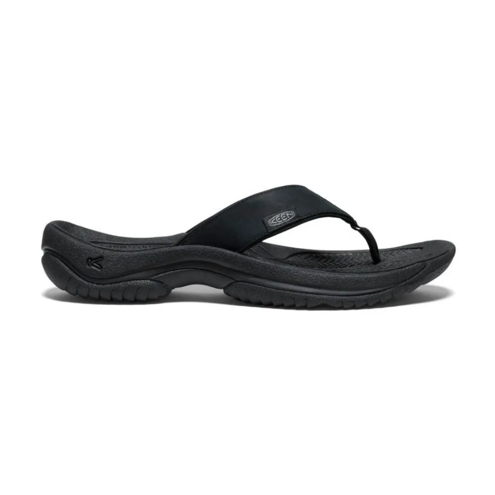 New Men'S Kona Leather Flip-Flop | Black/Steel Grey Men Slip-Ons