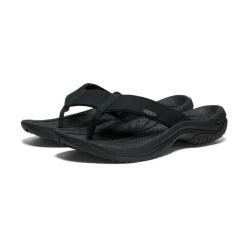 New Men'S Kona Leather Flip-Flop | Black/Steel Grey Men Slip-Ons