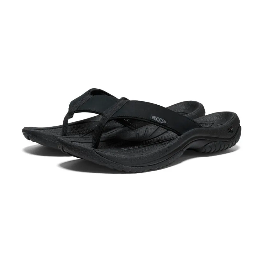 New Men'S Kona Leather Flip-Flop | Black/Steel Grey Men Slip-Ons