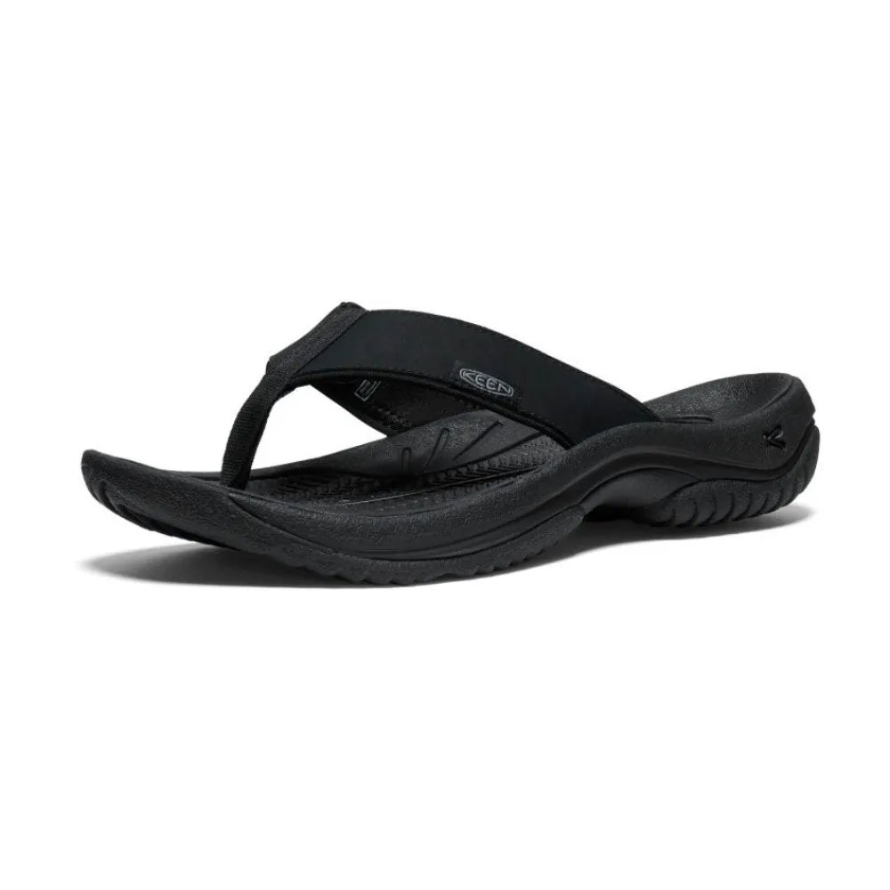 New Men'S Kona Leather Flip-Flop | Black/Steel Grey Men Slip-Ons