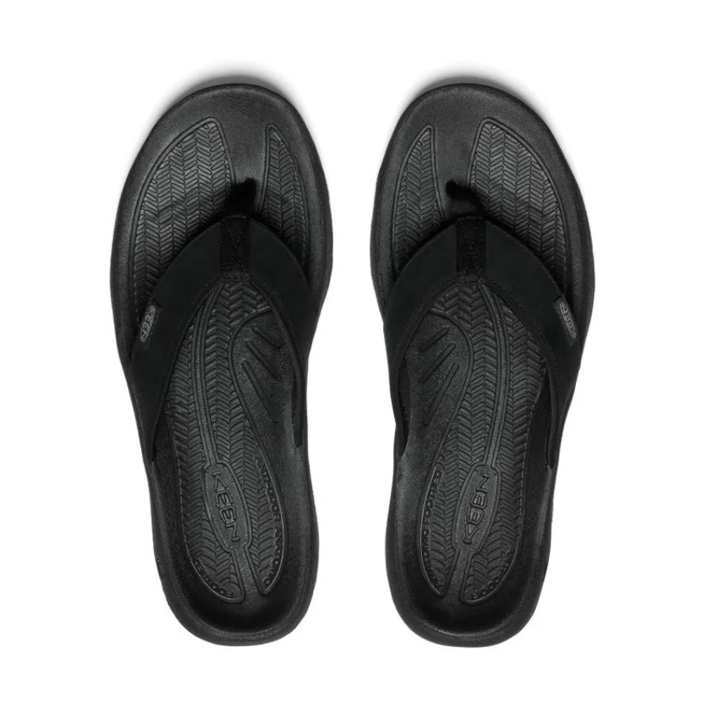 New Men'S Kona Leather Flip-Flop | Black/Steel Grey Men Slip-Ons