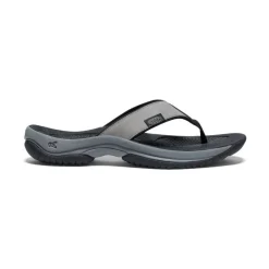 Hot Men'S Kona Leather Flip-Flop | Steel Grey/Black Men Slip-Ons