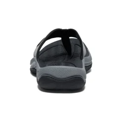 Hot Men'S Kona Leather Flip-Flop | Steel Grey/Black Men Slip-Ons