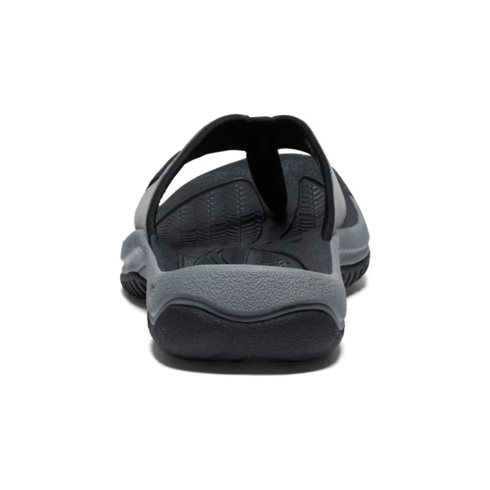 Hot Men'S Kona Leather Flip-Flop | Steel Grey/Black Men Slip-Ons