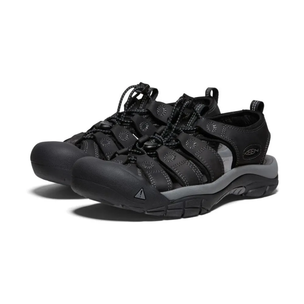 New Men'S Newport Leather | Black/Steel Grey Men Sandals