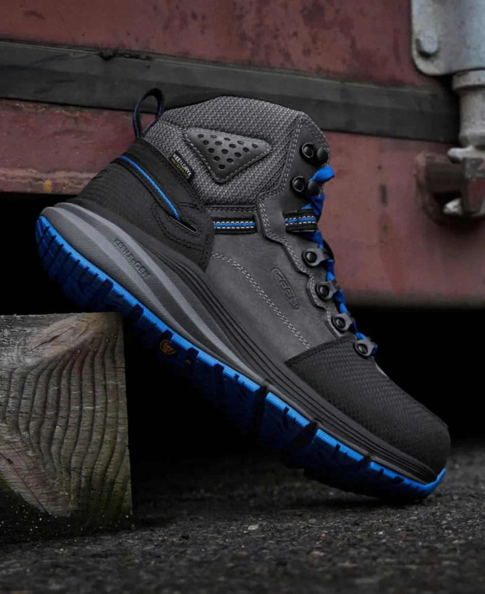 Sale Men'S Red Hook Waterproof Boot (Carbon-Fiber Toe) | Steel Grey/Bright Cobalt Men Work Boots & Shoes