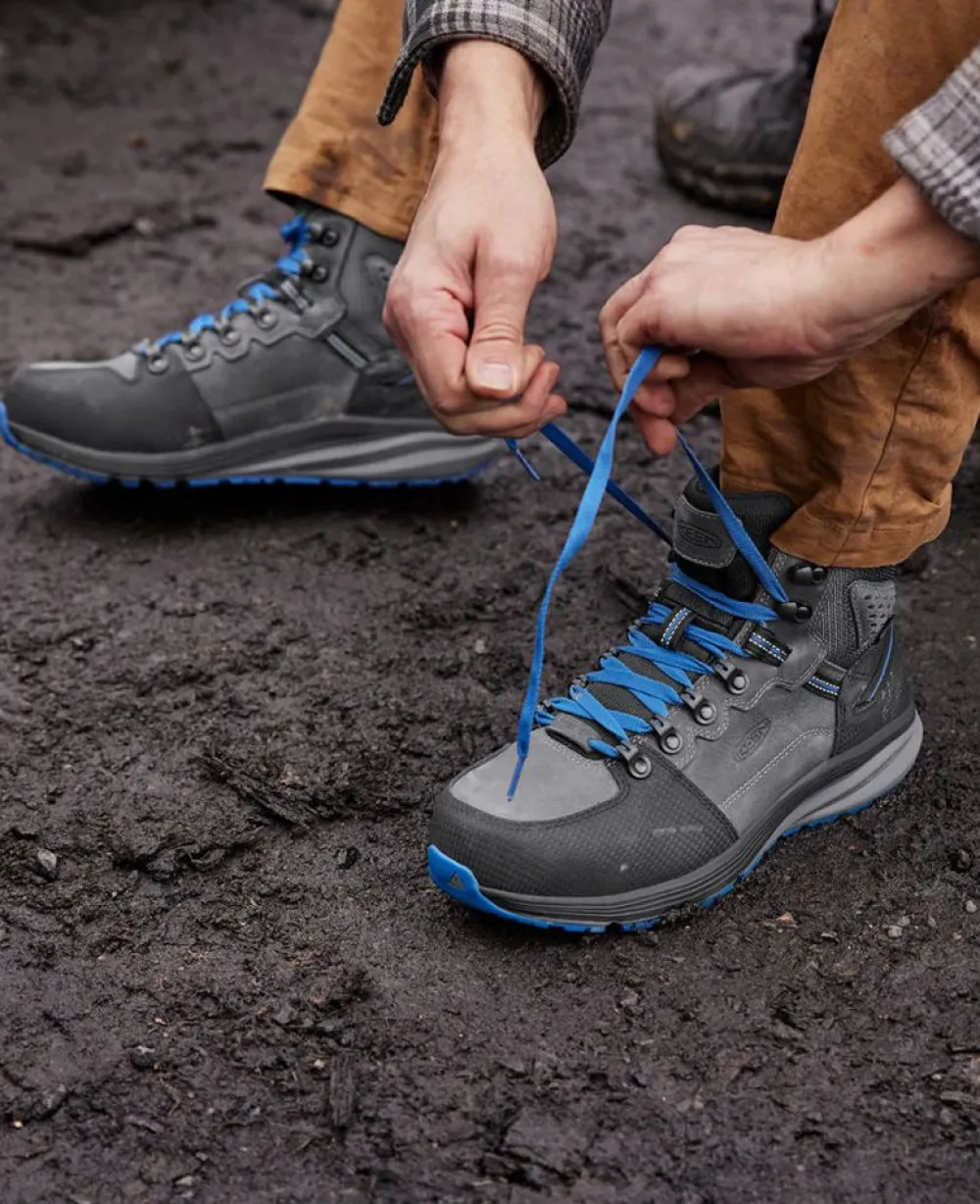 Sale Men'S Red Hook Waterproof Boot (Carbon-Fiber Toe) | Steel Grey/Bright Cobalt Men Work Boots & Shoes