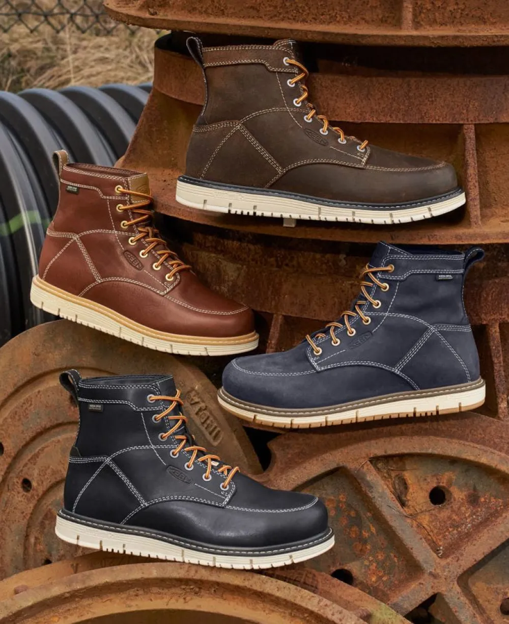 Best Men'S San Jose 6" Waterproof Boot (Aluminum Toe) | Sky Captain/Star White Men Work Boots & Shoes