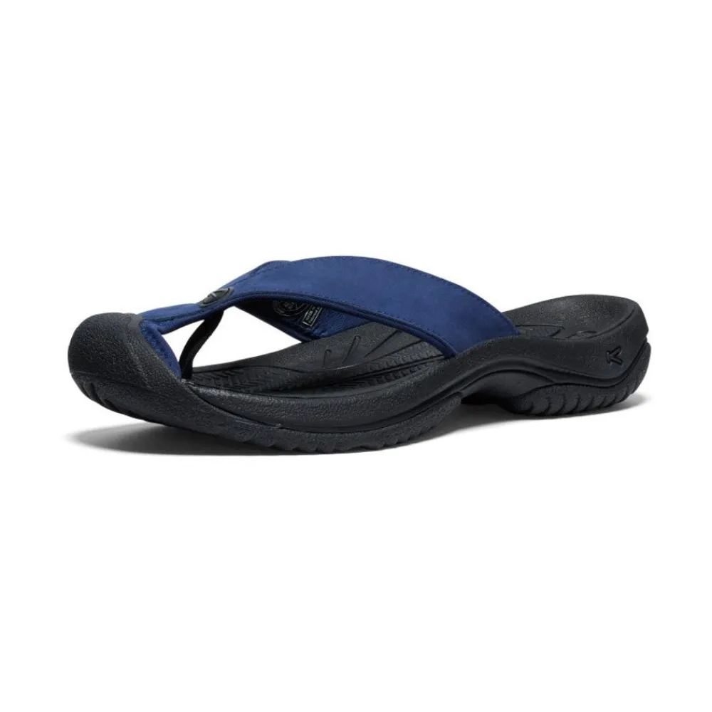 Fashion Men'S Waimea Leather Flip-Flop | Naval Academy/Black Men Slip-Ons