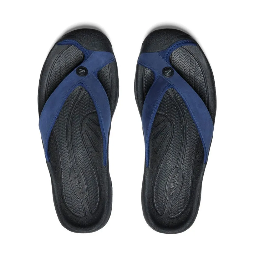 Fashion Men'S Waimea Leather Flip-Flop | Naval Academy/Black Men Slip-Ons