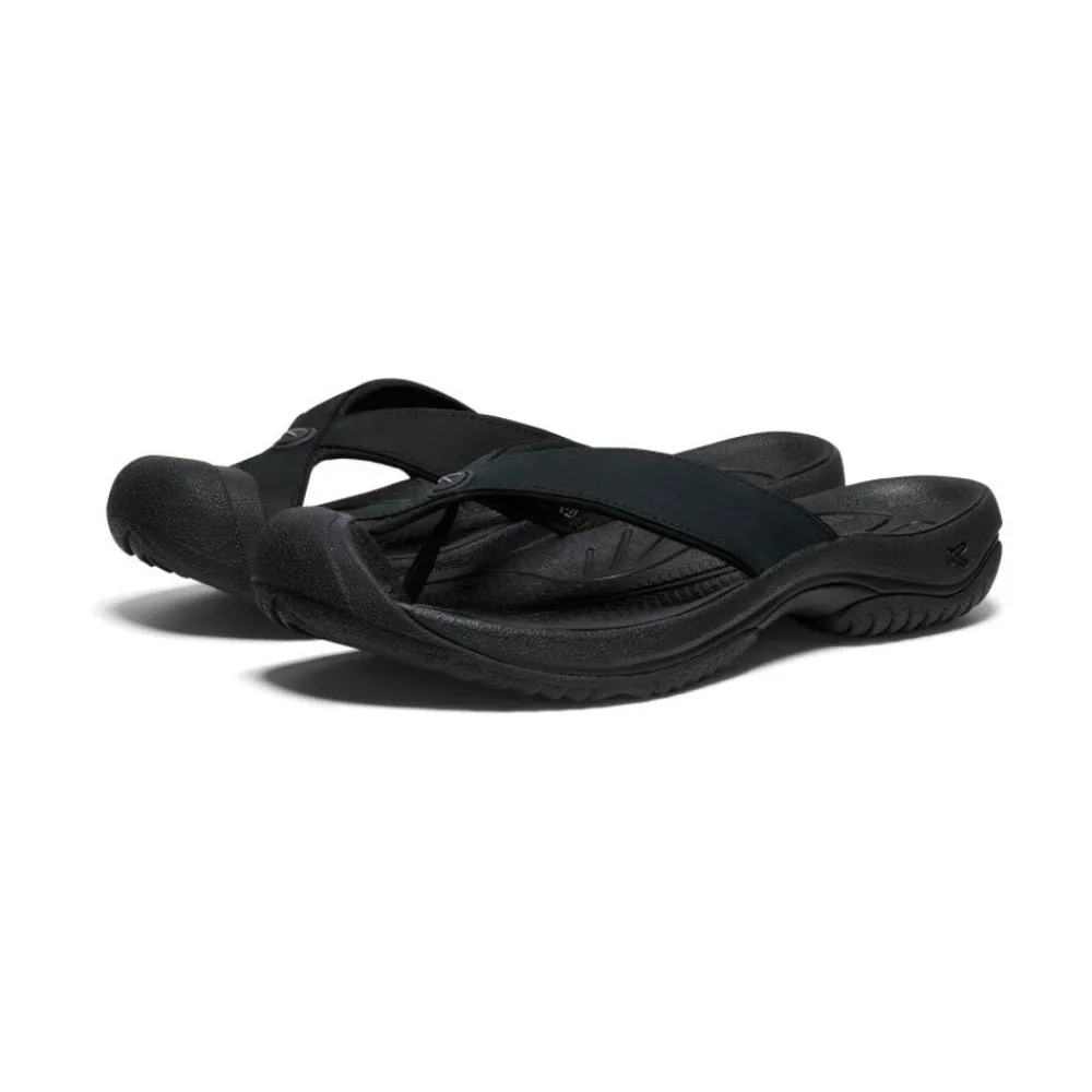Discount Men'S Waimea Leather Flip-Flop | Black/Black Men Slip-Ons