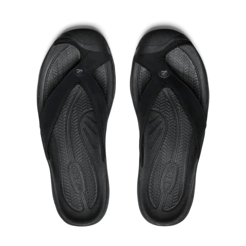 Discount Men'S Waimea Leather Flip-Flop | Black/Black Men Slip-Ons