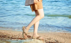 Best Women'S Kona Leather Flip-Flop | Brindle/Silver Birch Women Slip-Ons