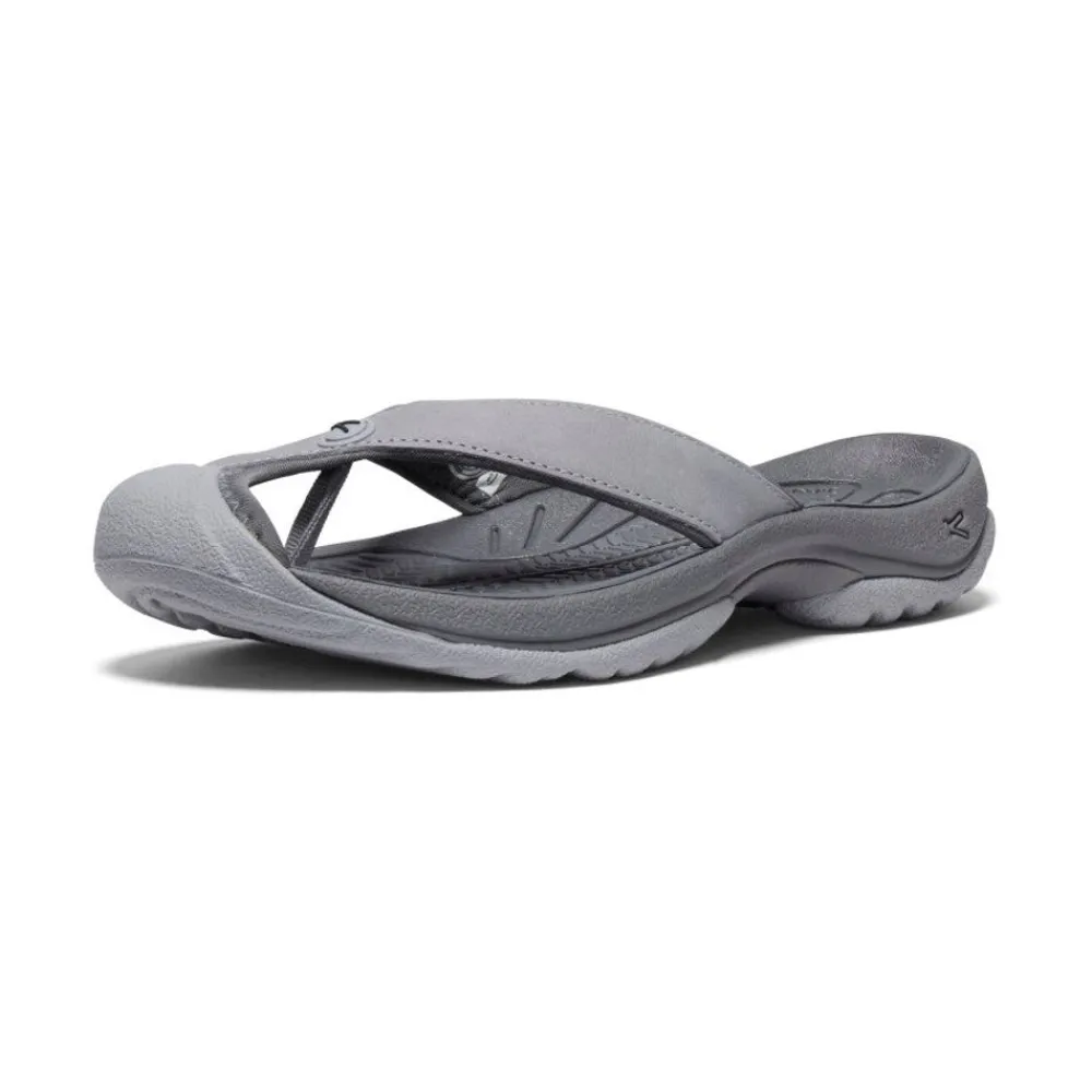 Fashion Women'S Waimea Leather Flip-Flop | Alloy/Black Women Slip-Ons